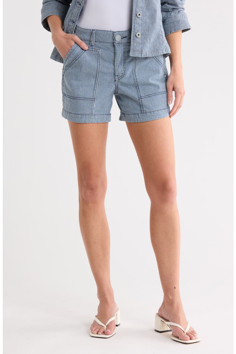 Stripe Denim Carpenter Shorts, Main, color, DARK RAILROAD STRIPE