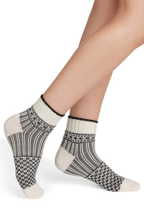 Sweater Knit Merino Wool Blend Quarter Crew Socks