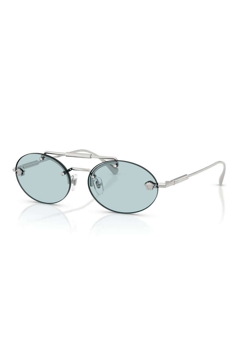 56mm Oval Sunglasses, Alternate, color, SILVER / LIGHT BLUE