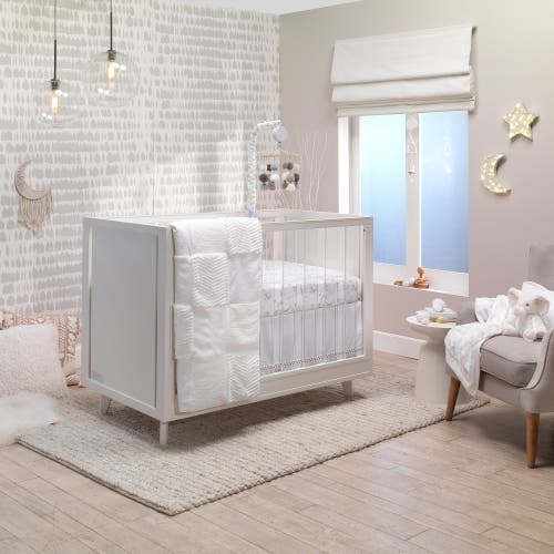 Lambs & Ivy Signature Marble Organic Cotton Fitted Crib Sheet In Gray