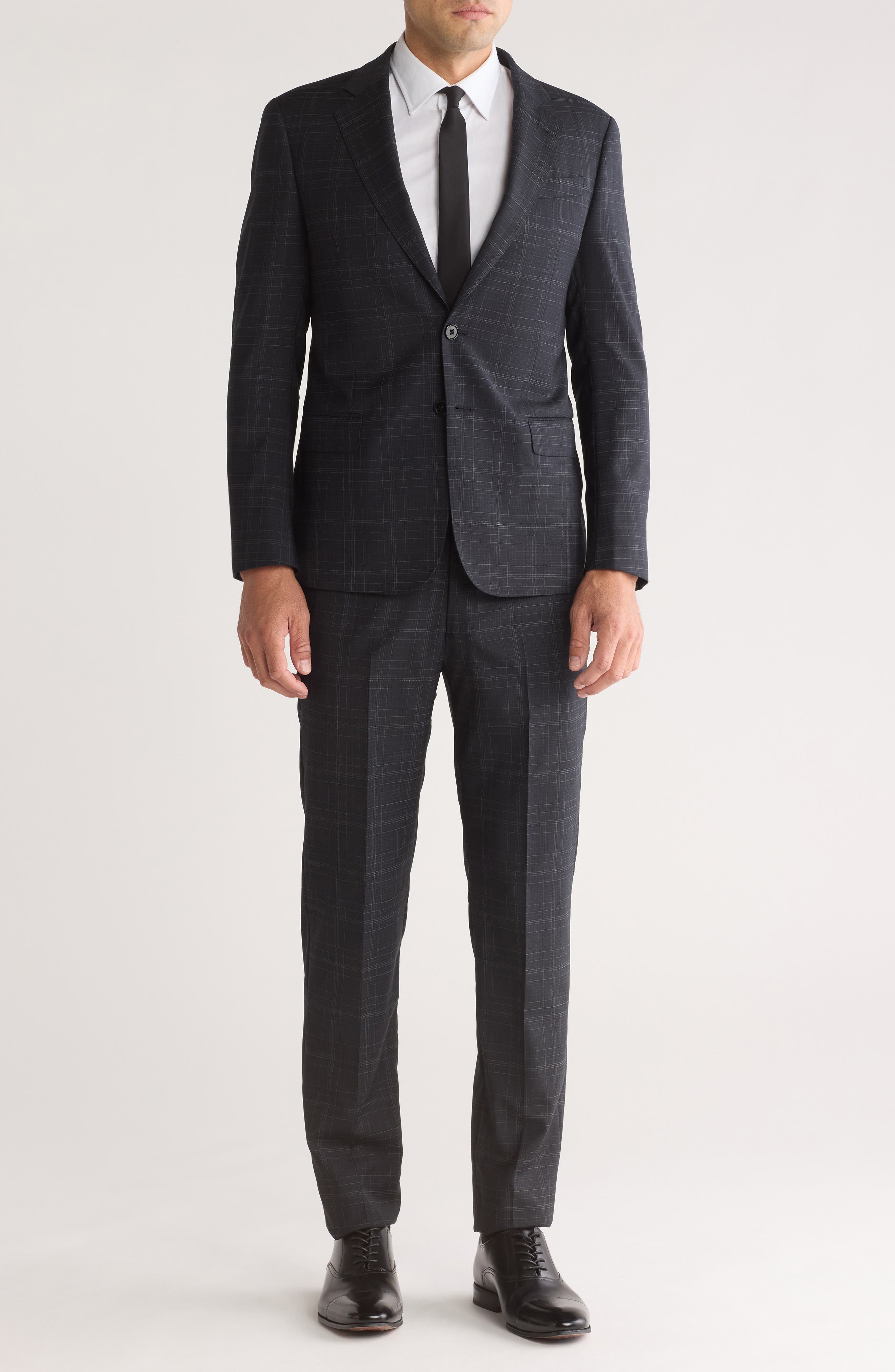 Armani Collezioni Trim Fit Windowpane Wool Suit