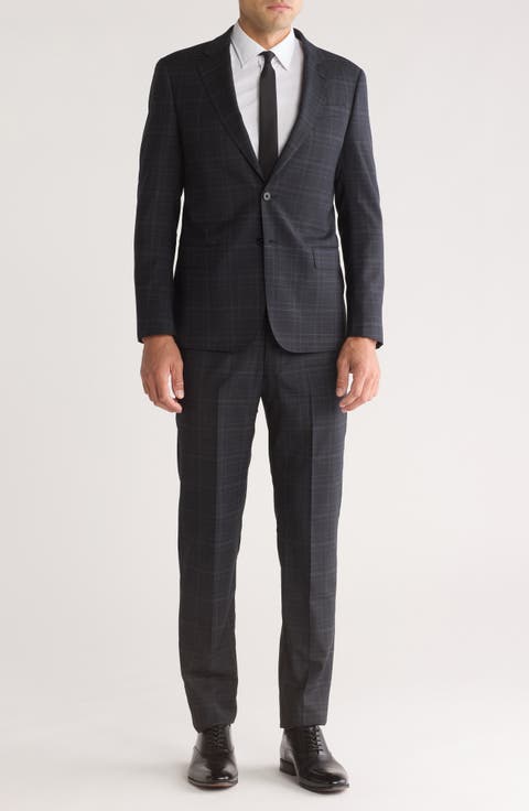 Trim Fit Windowpane Wool Suit