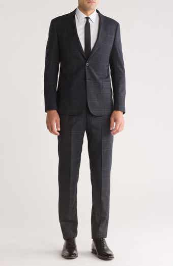 Armani Collezioni Trim Fit Windowpane Wool Suit