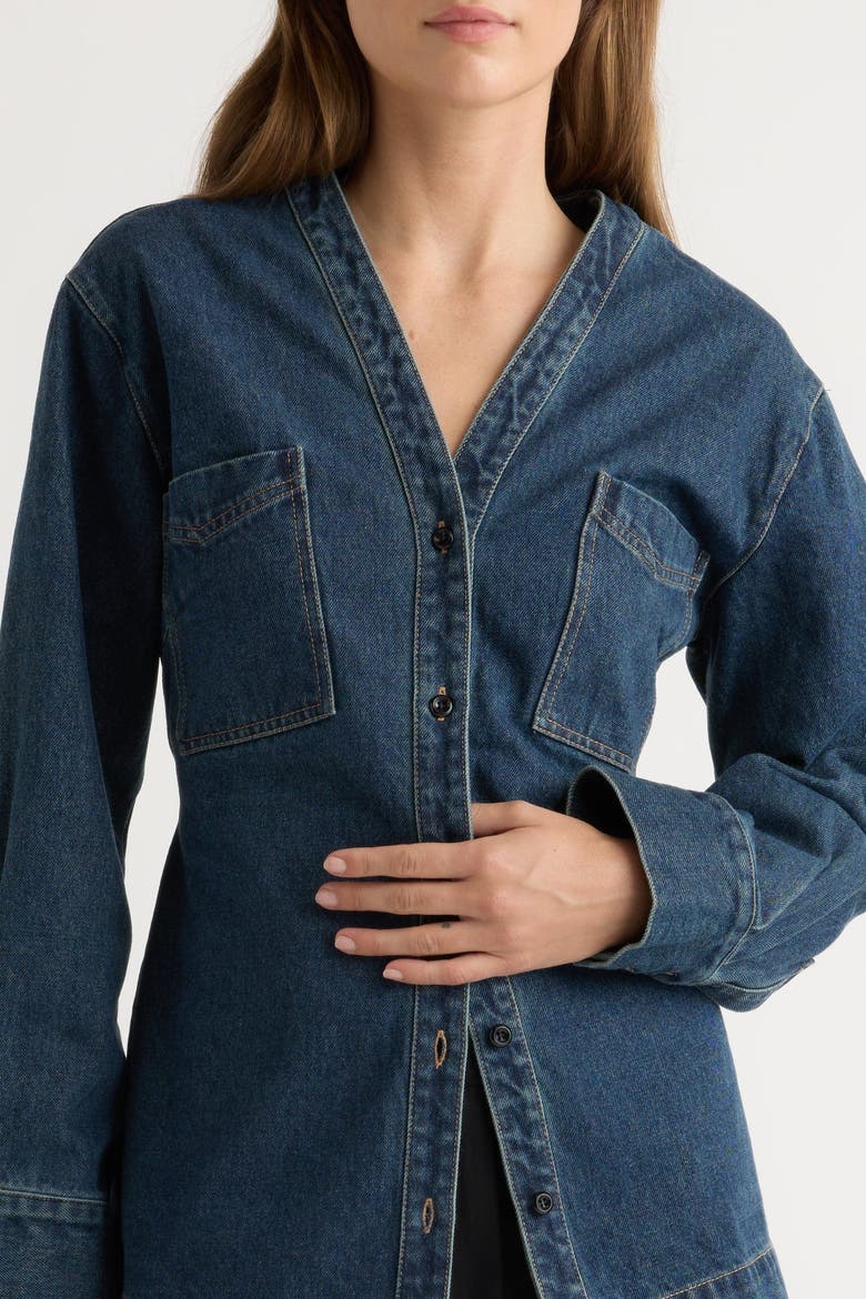Emmett Structured-Sleeve Denim Jacket, Alternate, color, Indigo