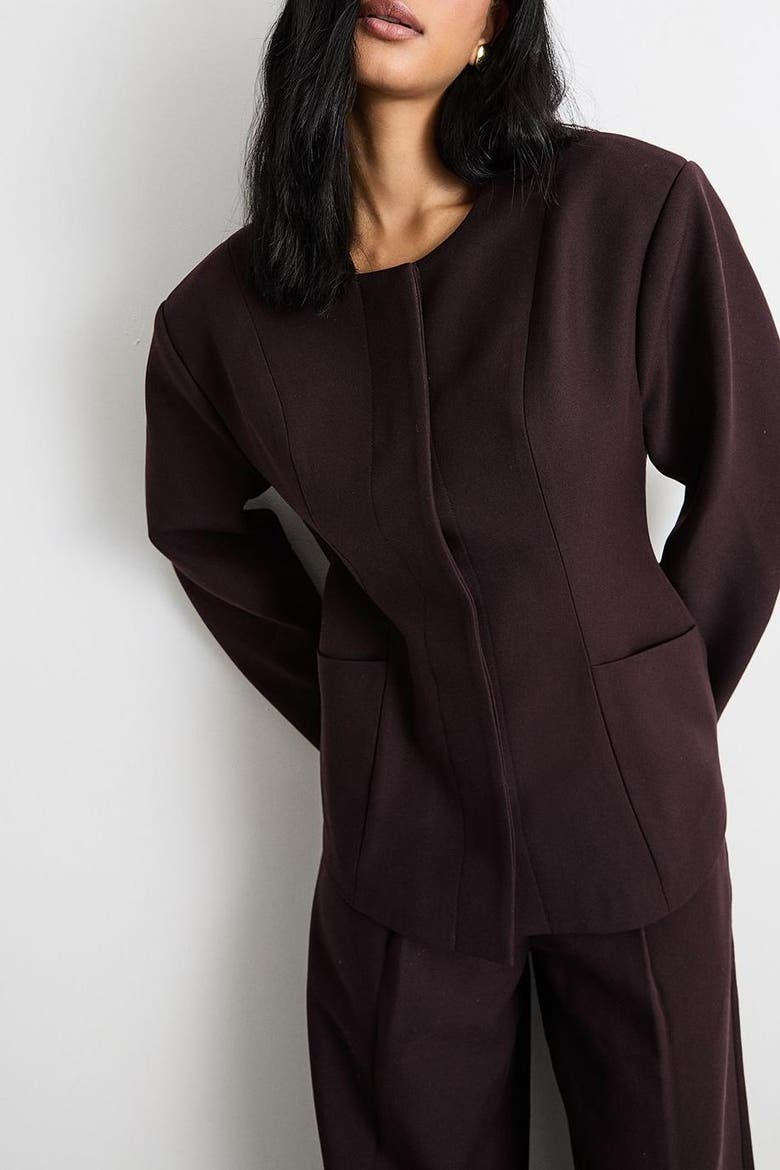 Premium Tailored Moulded Waist Blazer, Alternate, color, Chocolate
