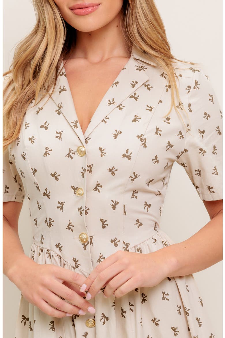 Collared Fit & Flare Midi Dress, Alternate, color, BEIGE