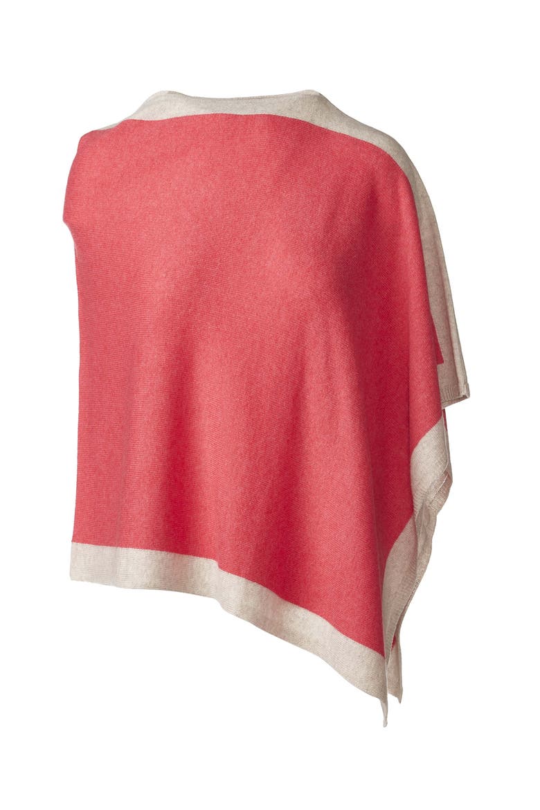 Contrast Border Poncho, Main, color, Geranium