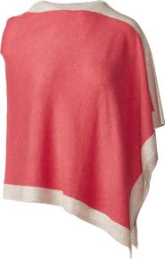 Kinross Cashmere Contrast Border Poncho