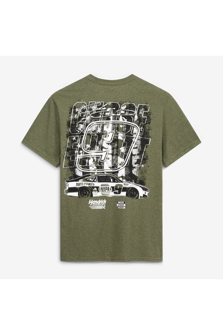 Men's Hendrick Motorsports Team Collection  Hunter Green Chase Elliott #9 NAPA Military Green Tri-Blend T-Shirt, Alternate, color, Hunter Green