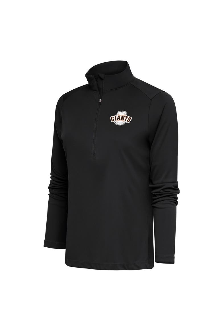 Women's Antigua  Charcoal San Jose Giants Tribute Half-Zip Pullover Top, Main, color, Charcoal