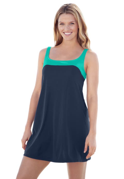 Two-Piece Colorblock Swim Dress