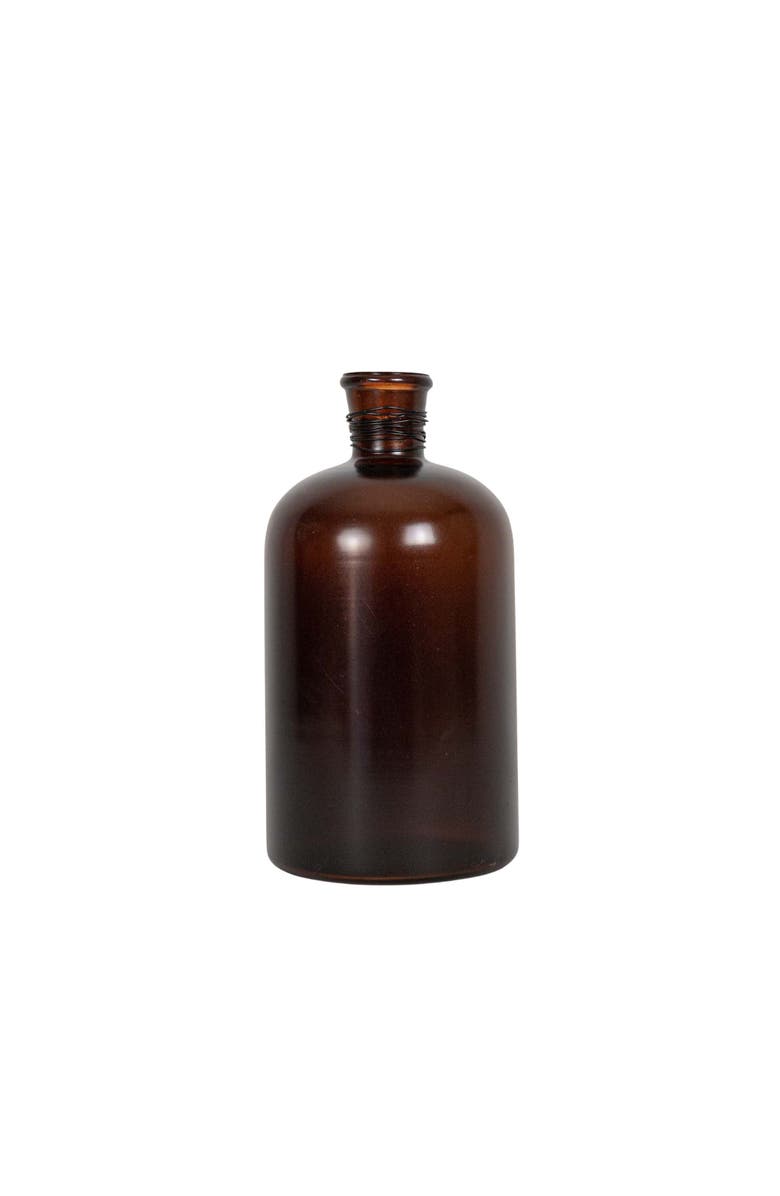 Foreside Home and Garden Wrapped Neck Vase Amber Glass & Metal, Main, color, Brown