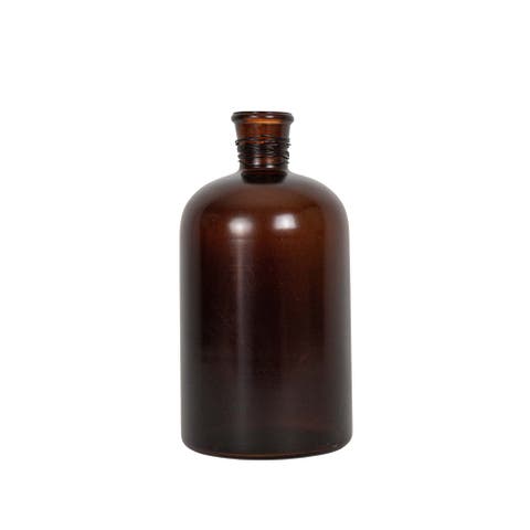 Wrapped Neck Vase Amber Glass & Metal