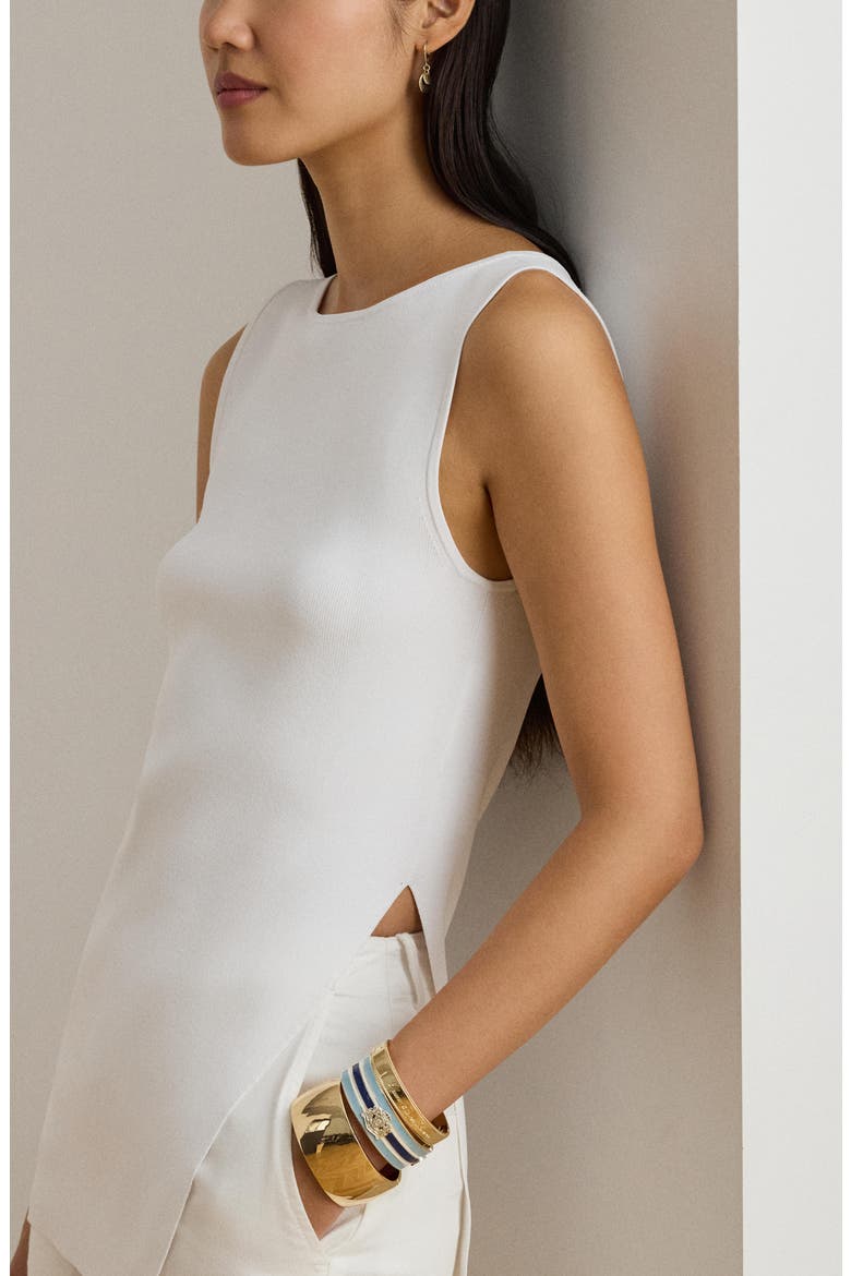 Sleeveless Side Slit Tunic, Alternate, color, WHITE