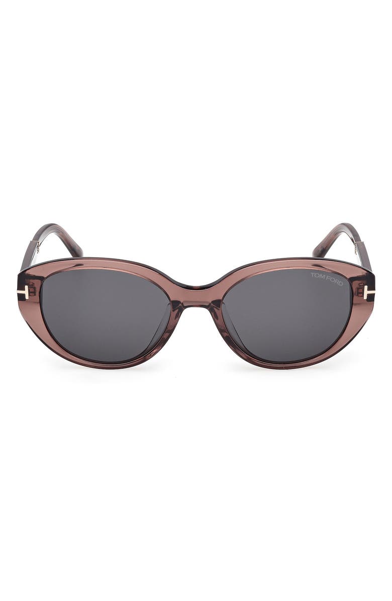 TOM FORD 54mm Butterfly Sunglasses, Main, color, Shiny Light Brown / Smoke