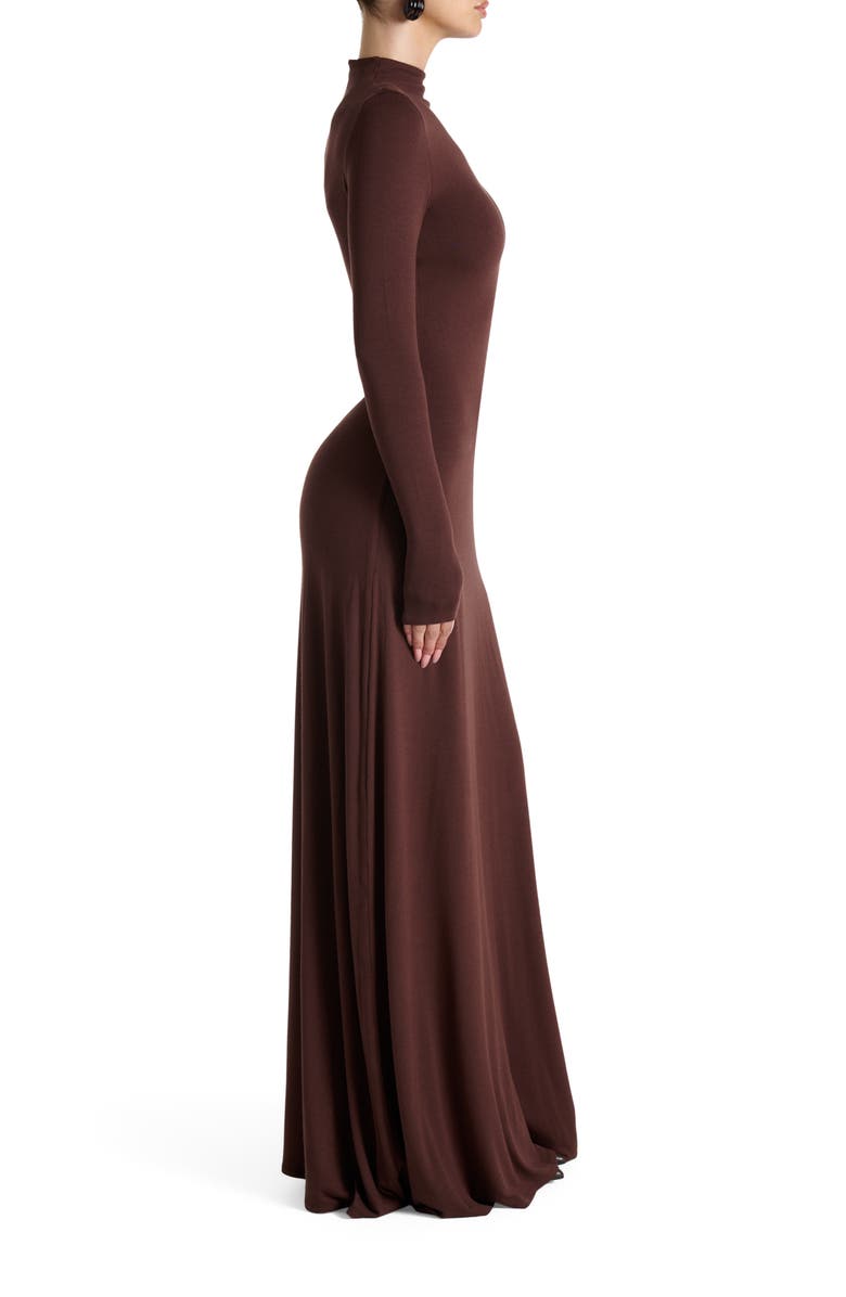 Naked Wardrobe Long Sleeve Maxi Dress, Alternate, color, Chocolate