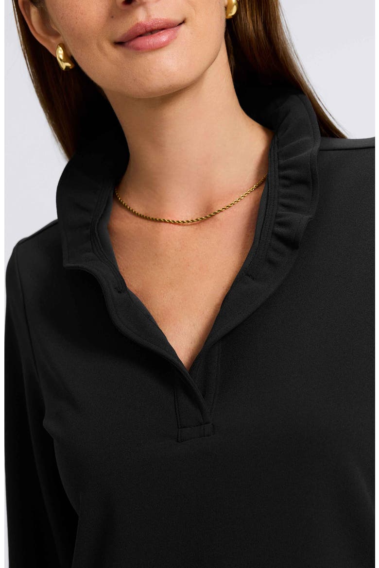 Tammy Ruffle Collar Crepe Top, Alternate, color, BLACK