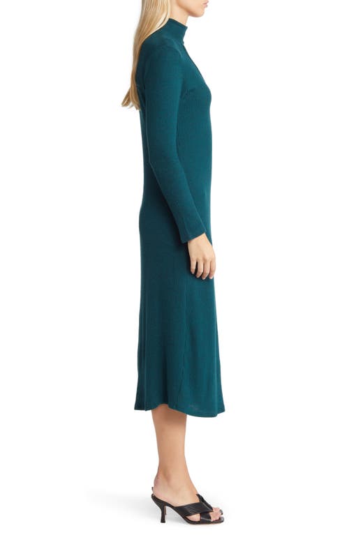 Loveappella Cutout Long Sleeve Midi Dress In Green