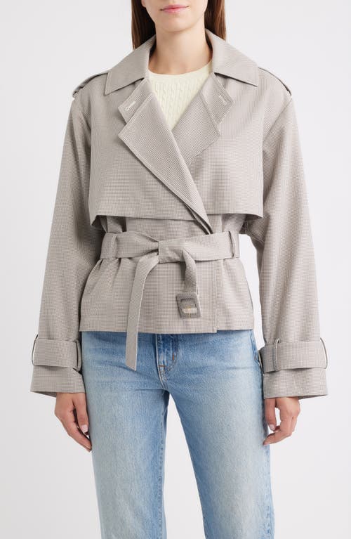 Rowing Blazers Houndstooth Short Trench Jacket In Gray