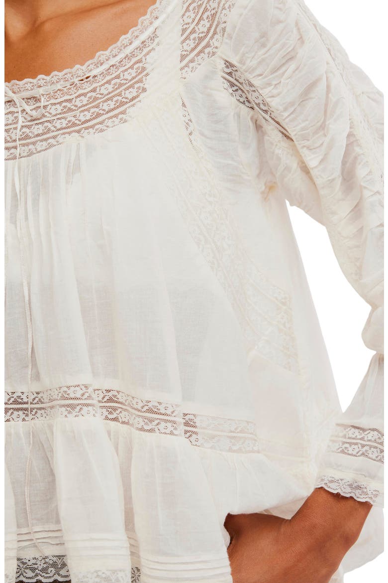 She's a Romantic Lace Detail Cotton Top, Alternate, color, IVORY