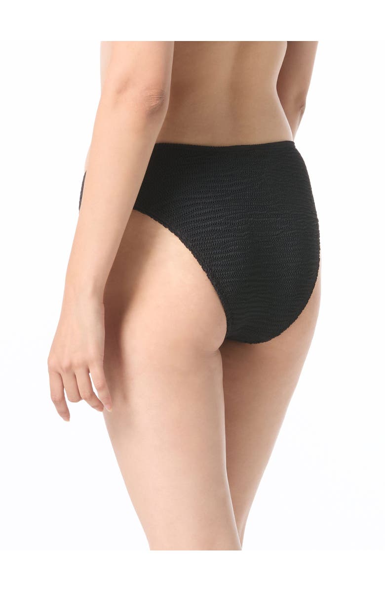 Vince Camuto Solid Texture High Cut Bikini Bottom, Alternate, color, 001-Black