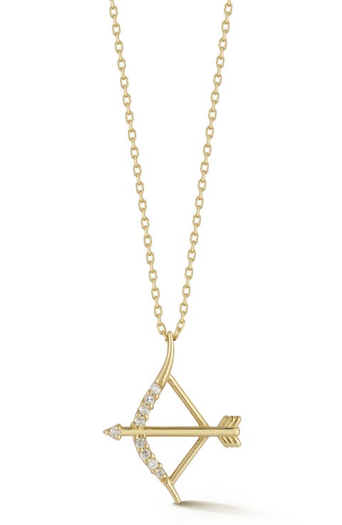 14K Gold Diamond Arrow Pendant Necklace