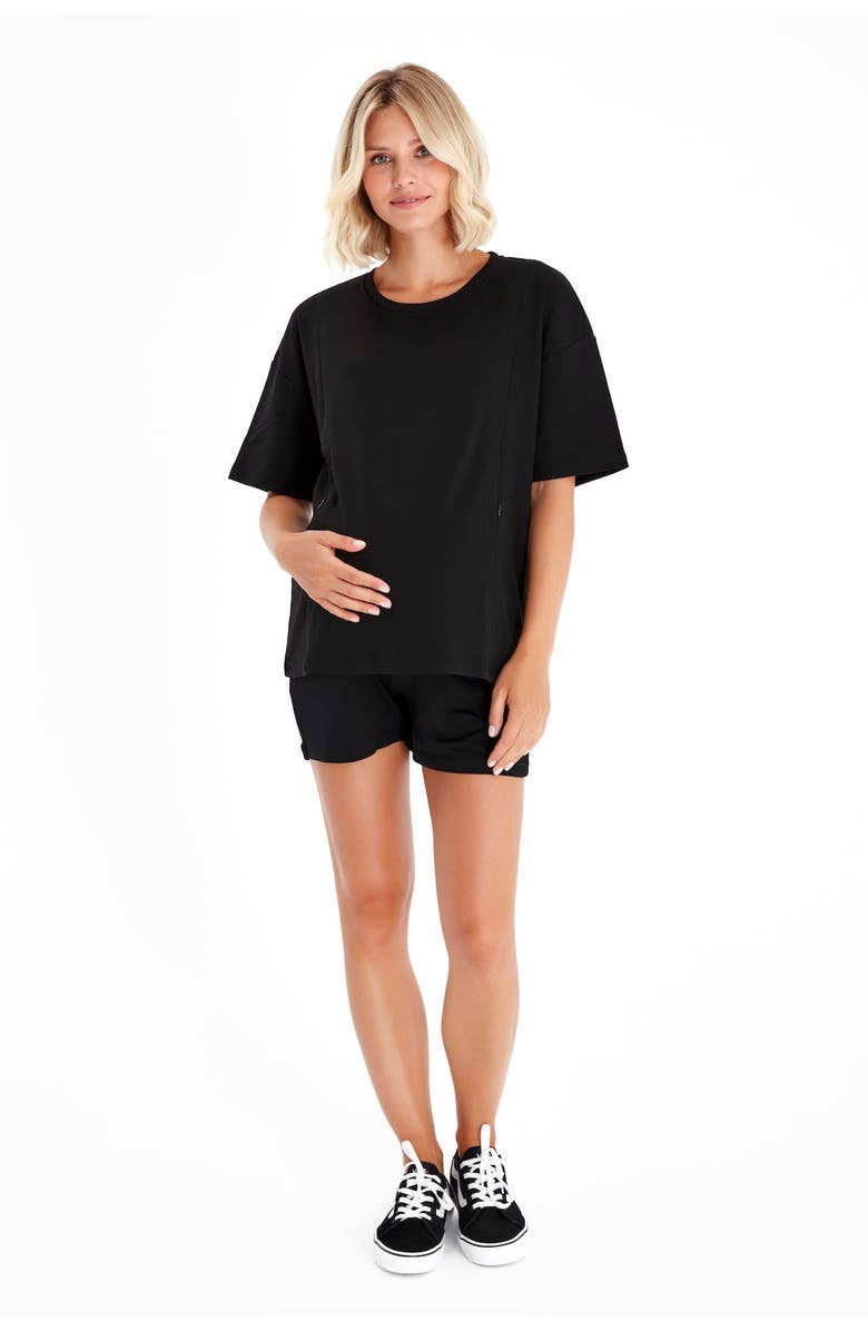Accouchée Anytime Anywhere Side Zip Maternity/Nursing T-Shirt, Main, color, Black