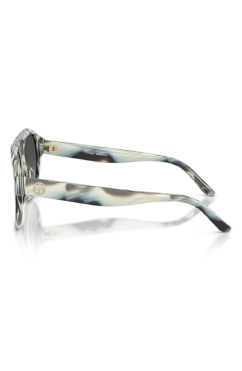Tory Burch 55mm Pilot Sunglasses, Alternate, color, Blue Ivory Horn / Grey