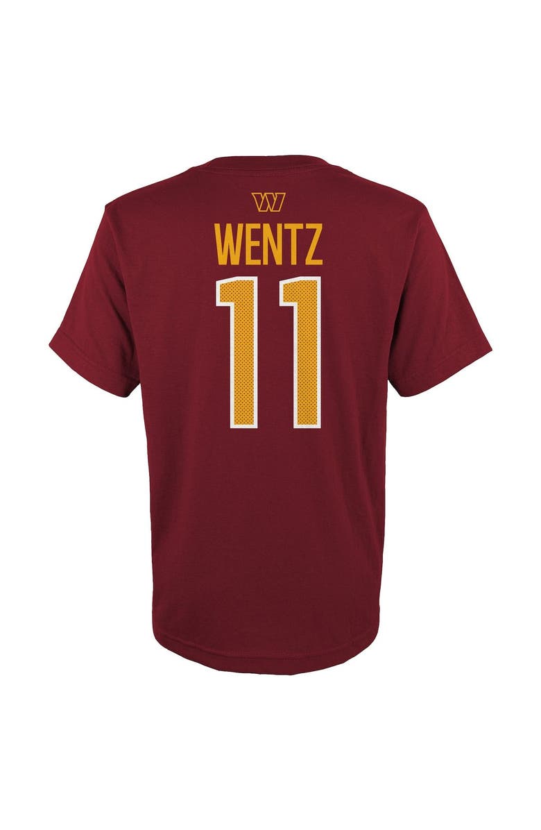 Outerstuff Youth Carson Wentz Burgundy Washington Commanders Mainliner Player Name & Number T-Shirt, Alternate, color, 