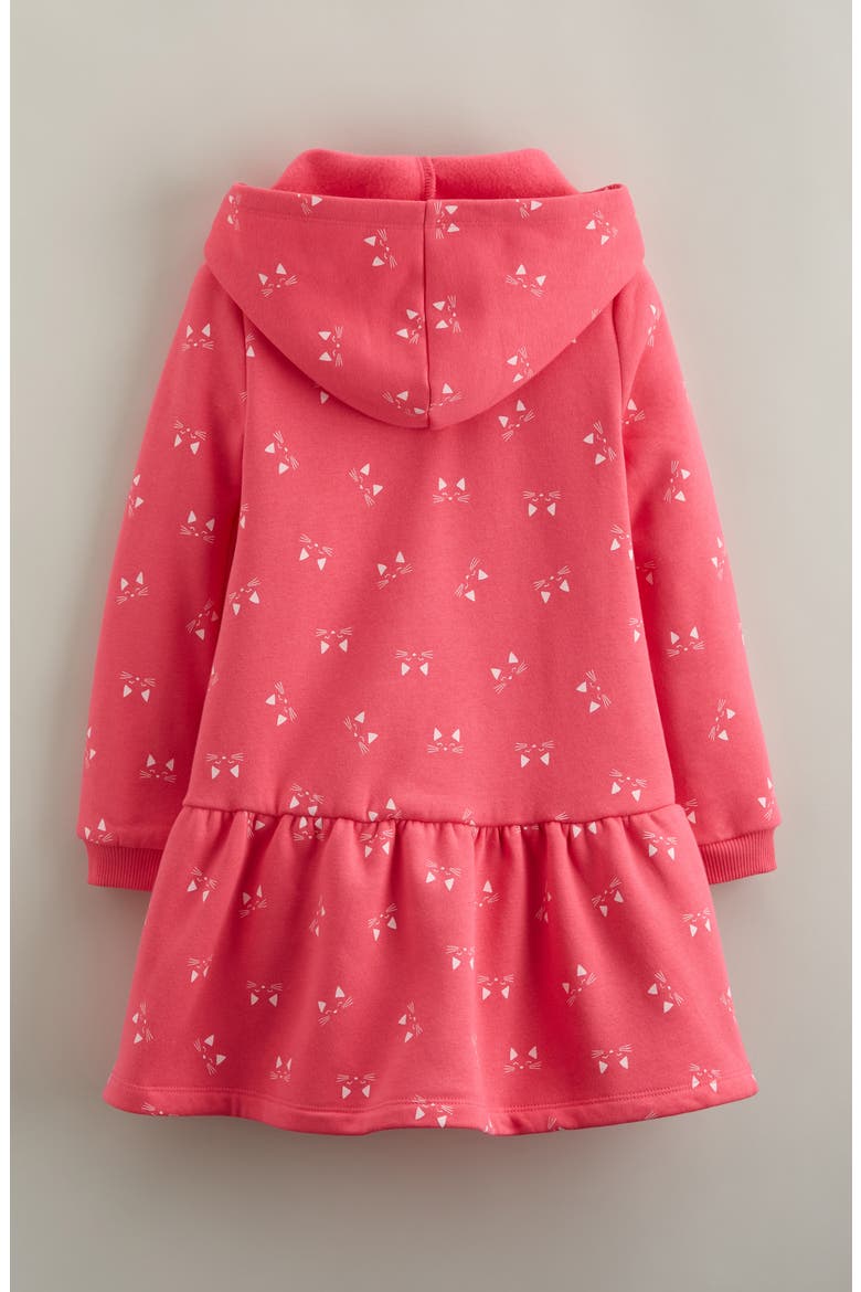 Kids' Long Sleeve Hooded Fleece Sweatshirt Dress, Alternate, color, PINK FANDANGO KITTEN FACE
