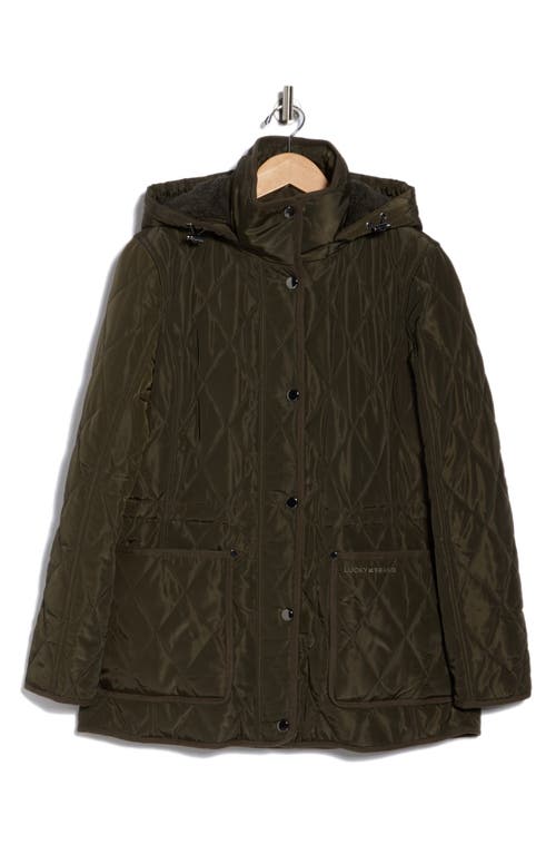 Lucky Brand Missy Diamond Quilt Puffer Jacket In Green