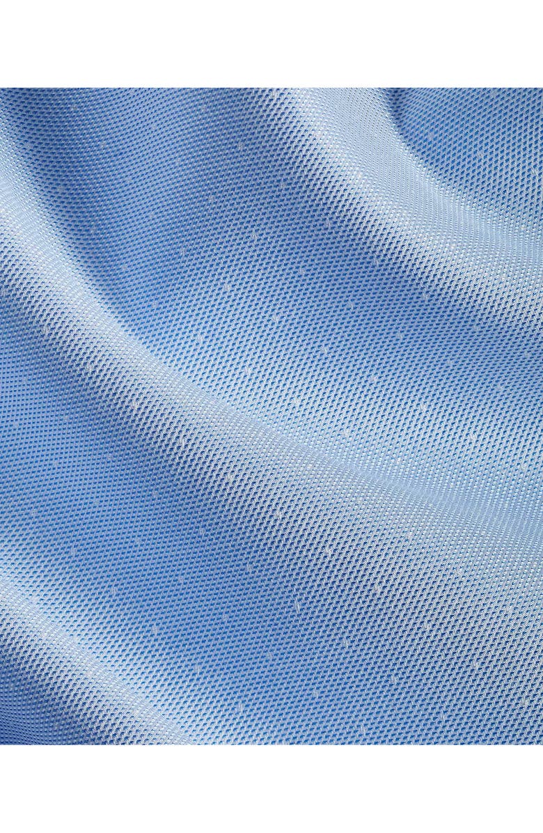 David Donahue Trim Fit Pin Dot Light Blue Cotton & Silk Dobby Dress Shirt, Alternate, color, Sky
