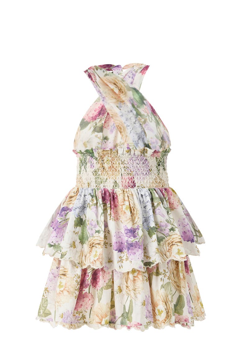 Seraphina Halter Neck Frill Mini Dress, Main, color, Floral