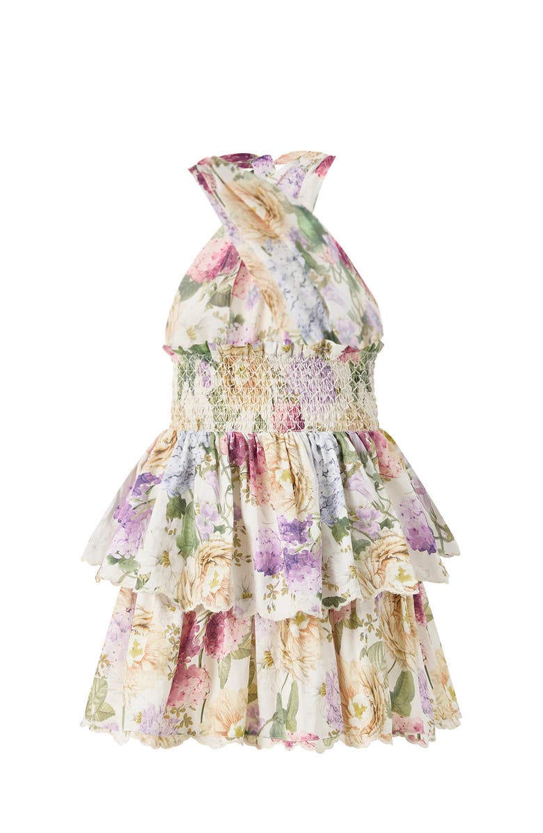 Marlo Kids Seraphina Halter Neck Frill Mini Dress, Main, color, Floral