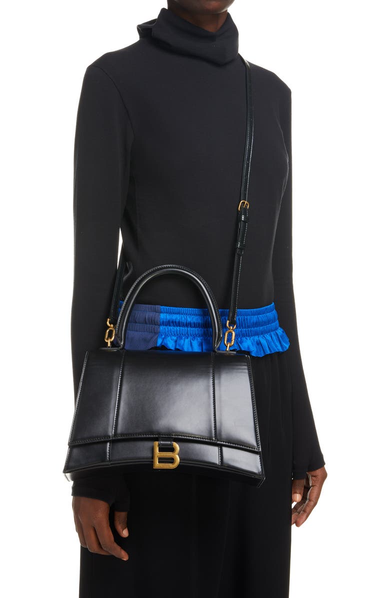 Balenciaga Hourglass Leather Top Handle Bag, Alternate, color,