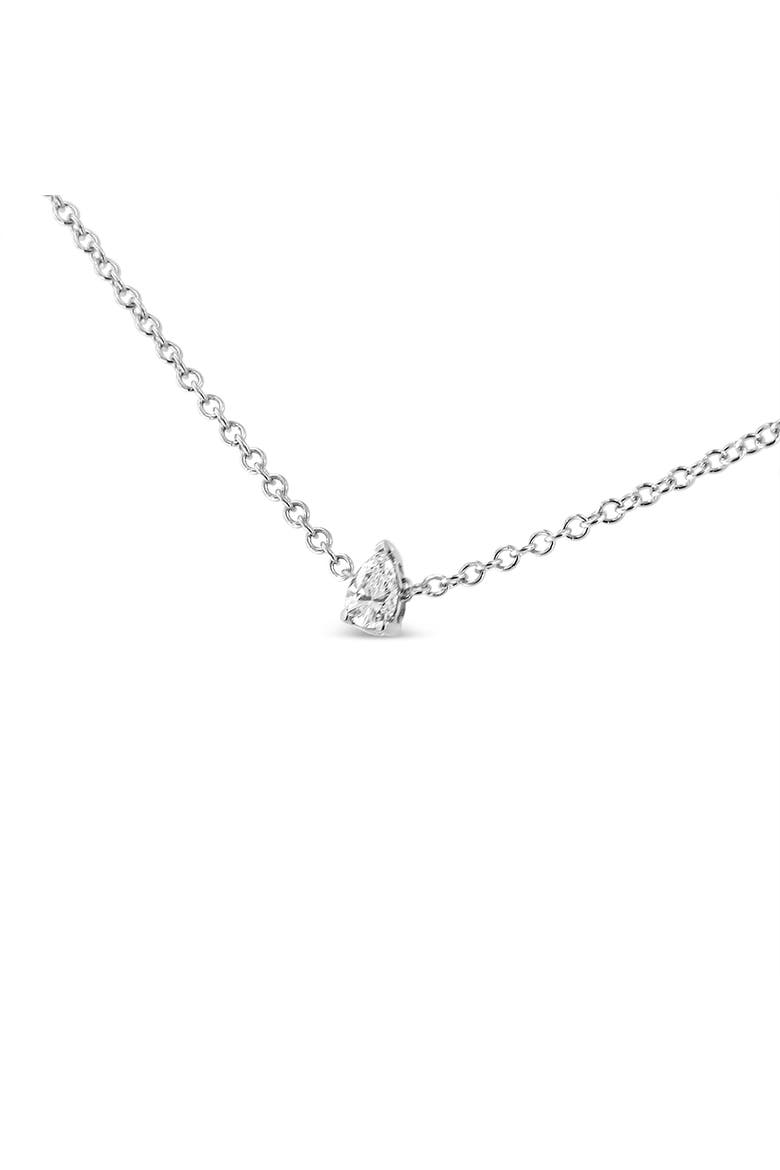 14K White Gold 1/10 Cttw Pear Shape Lab Grown Diamond Solitaire Pendant Necklace, Alternate, color, White