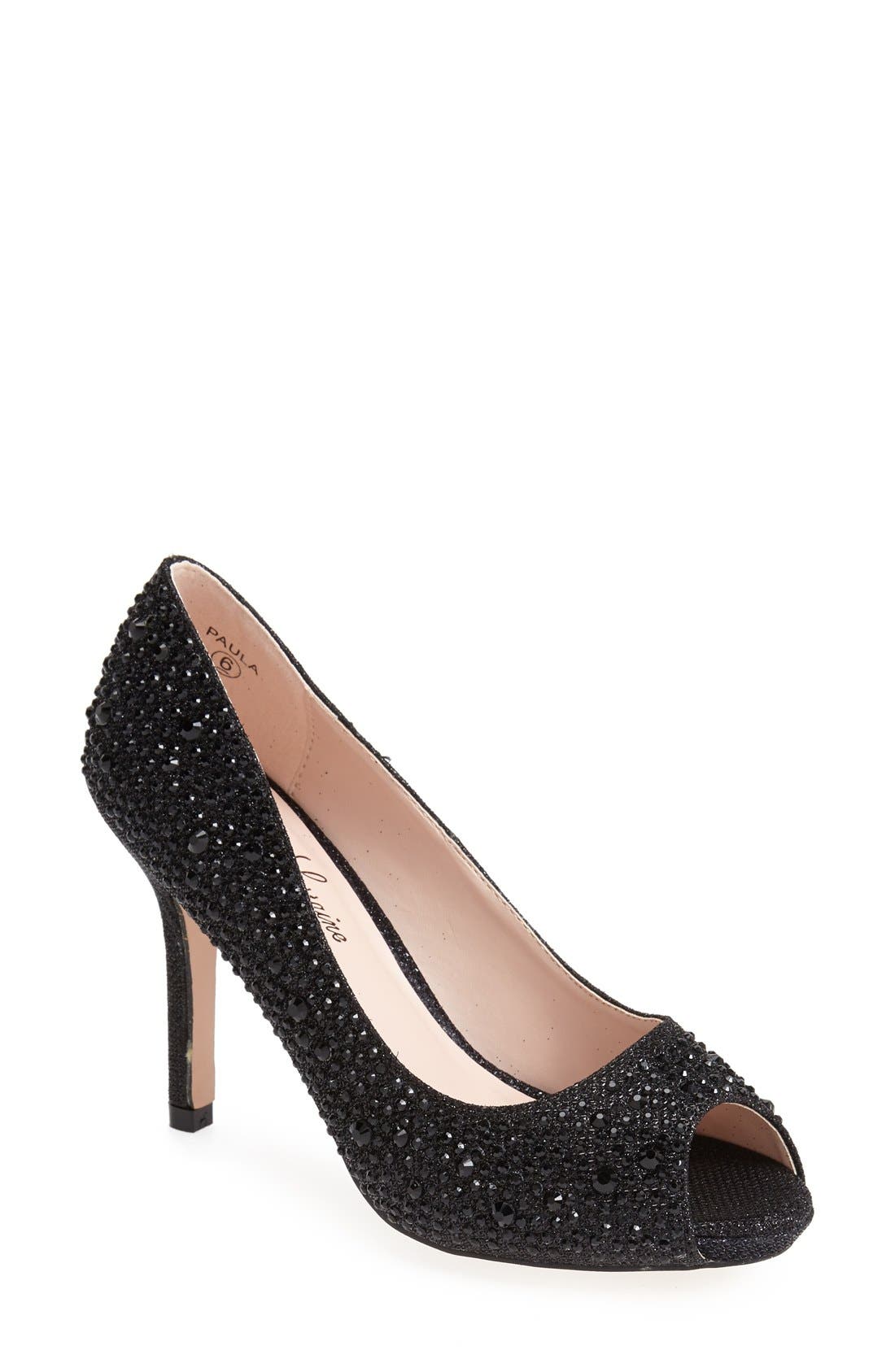 Lauren Lorraine 'Paula' Crystal Peep Toe Pump, Main, color, 
