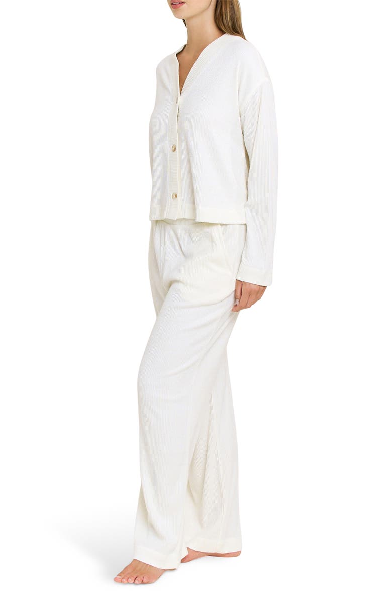 Honeydew Cozy Up Cardigan Long Pajamas, Alternate, color, Marshmallow