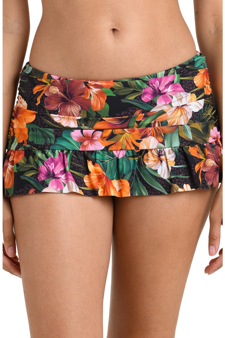 Tropical Hideaway Ruffle Skirted Bikini Bottoms, Main, color, BROWN MULTI