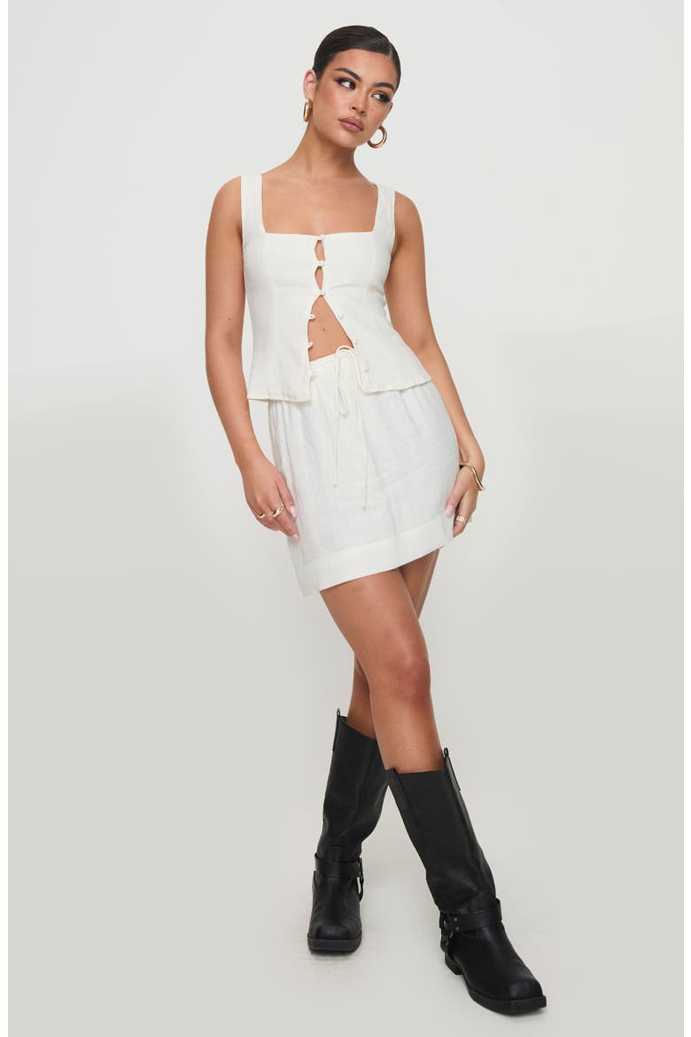 Zanda Keyhole Linen Blend Button-Up Tank, Alternate, color, CREAM