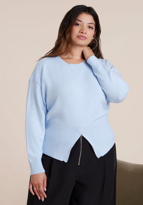 Zipper Hem Sweater (Plus Available)
