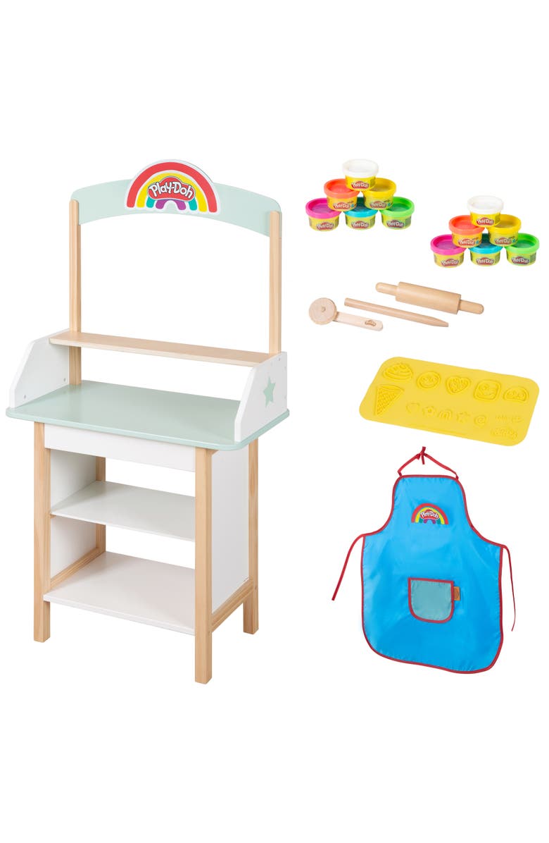 PLAY-DOH Playdoh Ice Cream Stand Play Center With 12 Containers 
Wooden Tools, Age 3+, Main, color, Multicolored