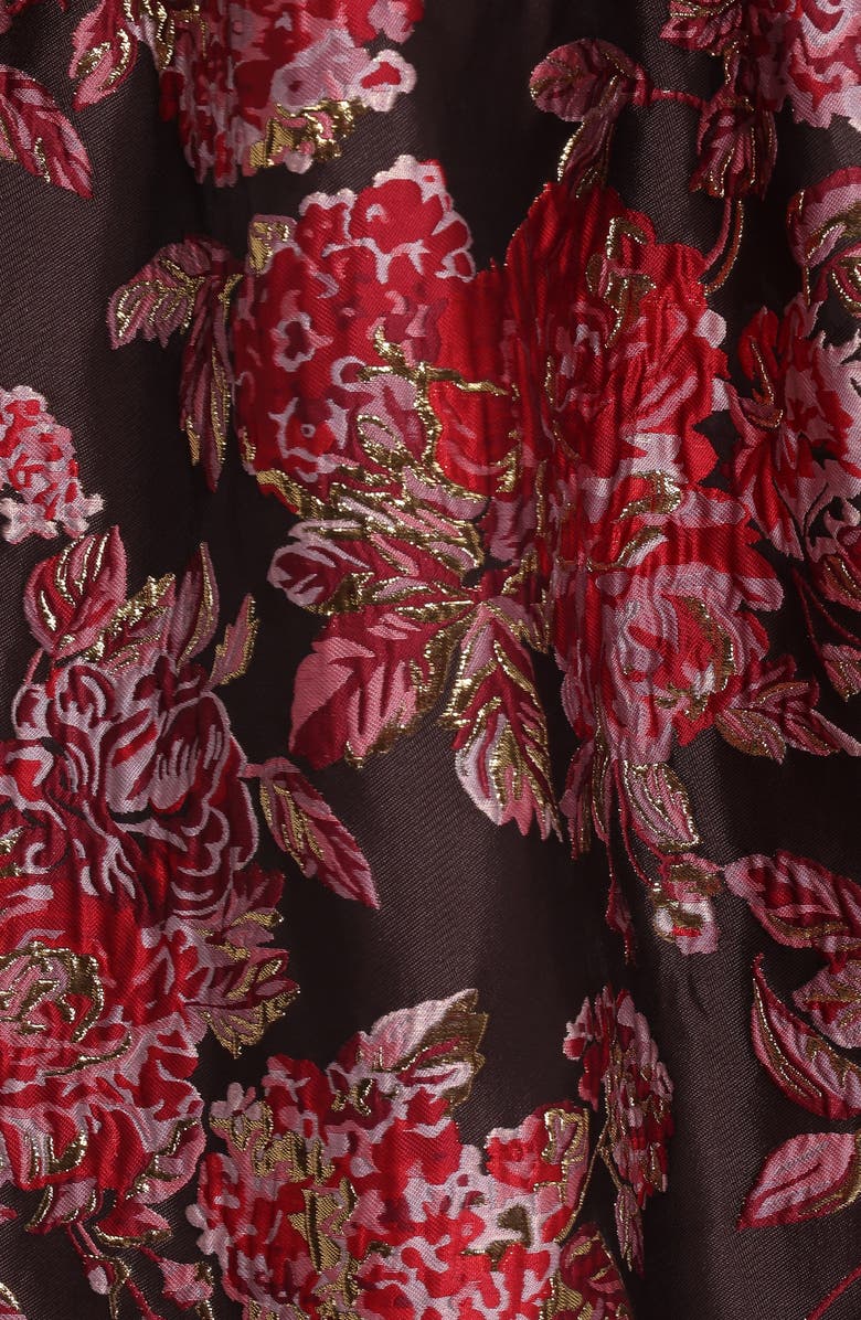 Petal & Pup Betina Bow Front One-Shoulder Maxi Dress, Alternate, color, Brown Floral