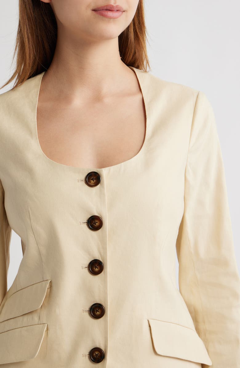 rag & bone Roslyn Linen Blend Blazer, Alternate, color, Light Tan