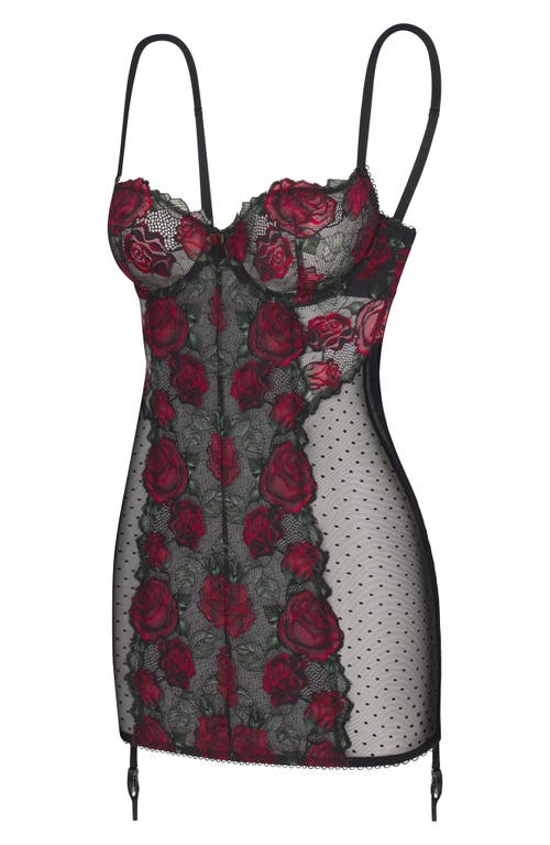 Savage X Fenty Les Roses Underwire Slip In Black Caviar