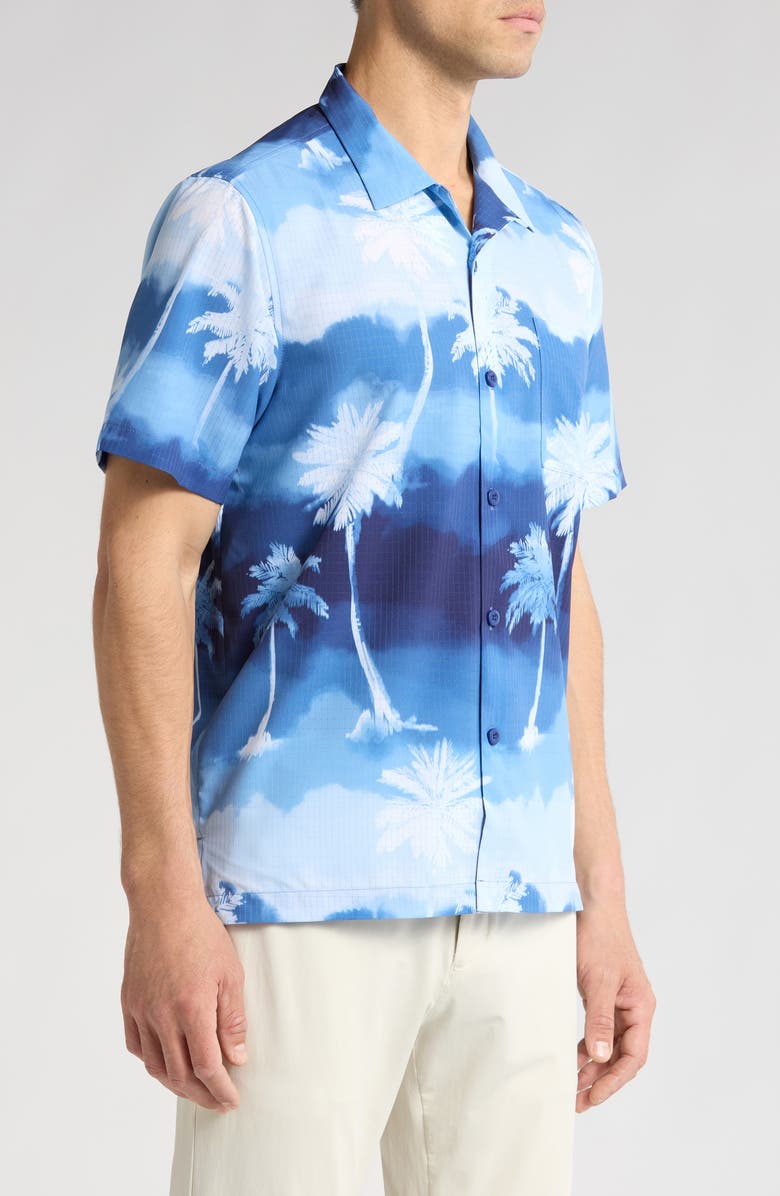 Tommy Bahama Bahama Coast Showers Palm Tree Print Performance Camp Shirt, Alternate, color,