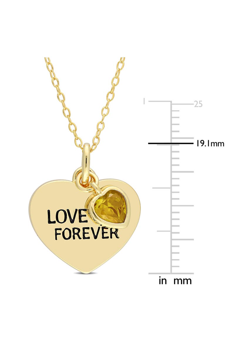 LOVE YOU FOREVER Heart Necklace Plated Silver, Alternate, color, Citrine