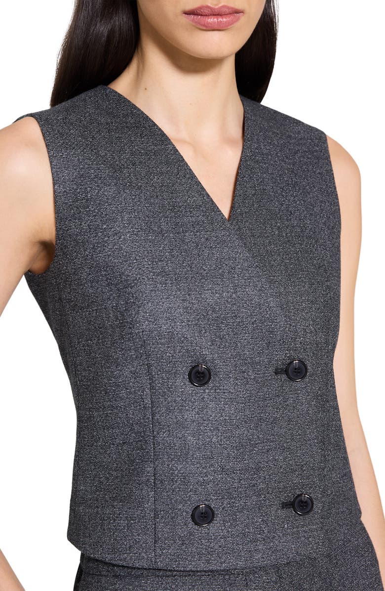 Theory Double Breasted Crop Wool Vest, Alternate, color, Pepper Multi