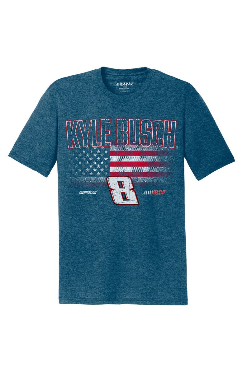 NASCAR Men's Richard Childress Racing Team Collection Heather Blue Kyle Busch Flag Tri-Blend T-Shirt, Alternate, color, Heather Blue