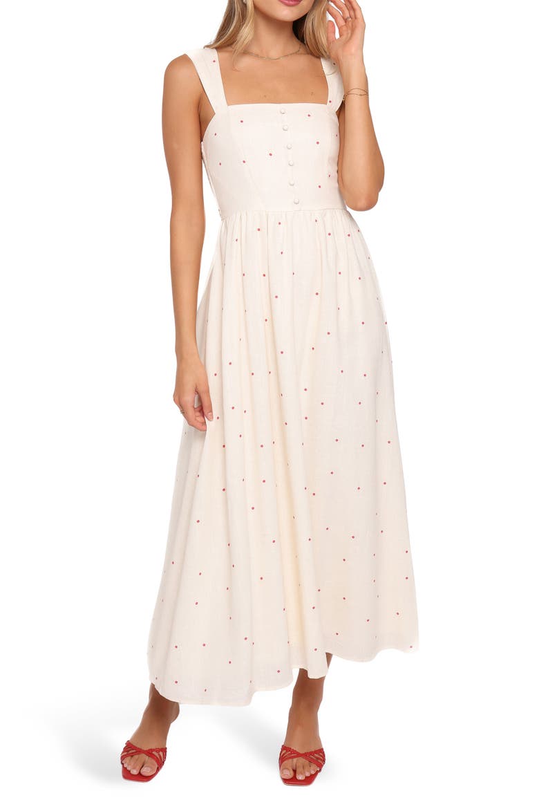 Caty Linen Blend Maxi Sundress, Main, color, RED POLKA DOT